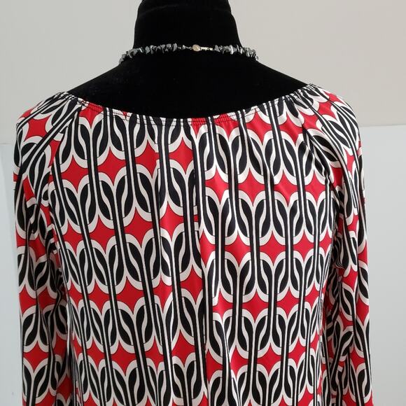 NEW Goldspark Geometric Scoop Tunic Red Blouse Small - Picture 8 of 10